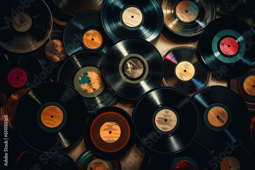 Music background with vinyl records.