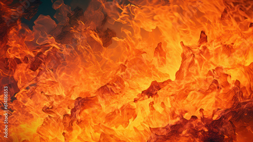 Inferno Blaze: Intense Fire Flames on a Dark Orange Background. Generative AI