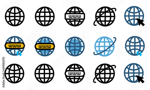 set of internet globe icon | Connected to internet symbol