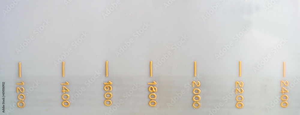A yellow numbers of scale label liquid volume for texture and ...