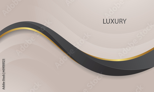 Golden lines luxury on cream color background. elegant realistic paper cut style 3d