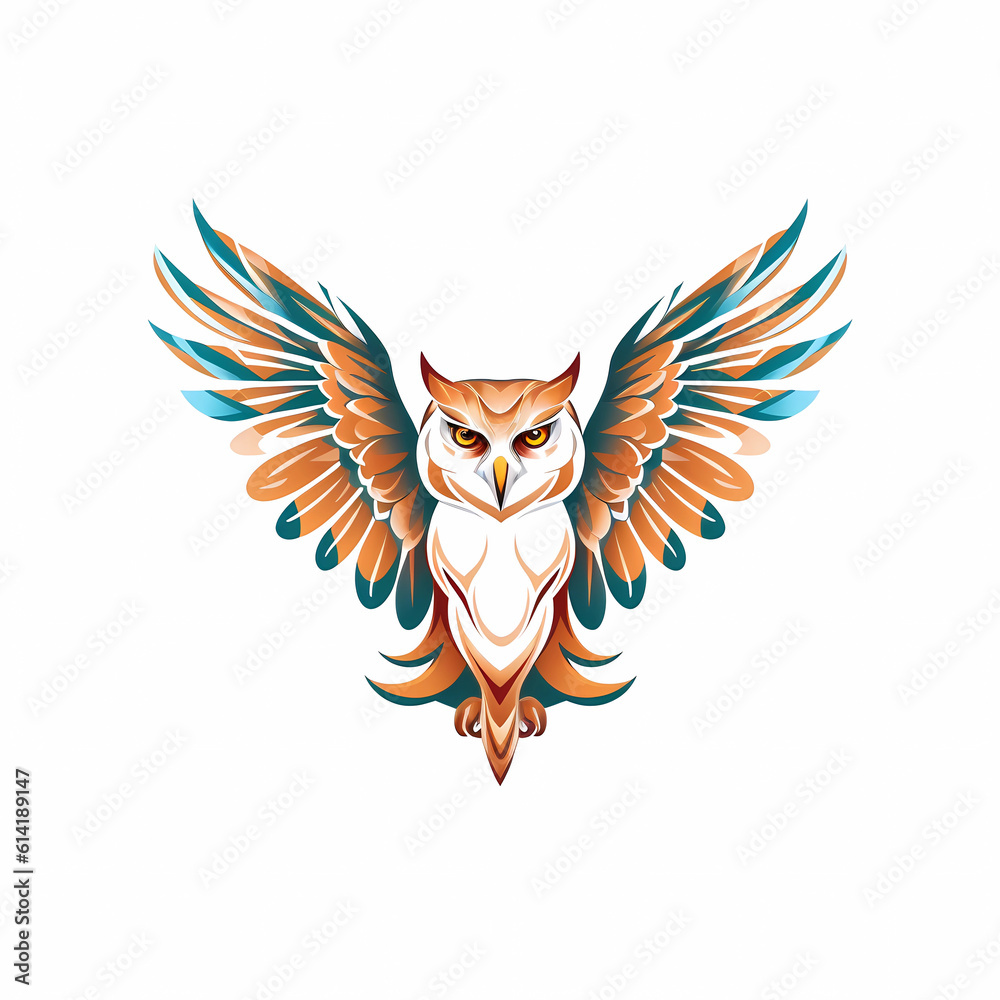 Obraz premium Owl illustration logo idea, Generative AI