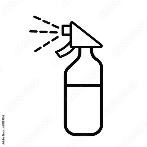 Cleaning water spray bottle outlined vector icon illustration isolated on square white background. Simple flat cartoon outlined drawing.