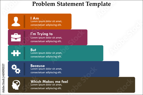 Problem statement template with icons and description placeholder in an infographic template
