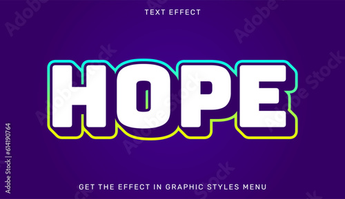 Hope editable text effect in 3d style. Text emblem for brand or business logo