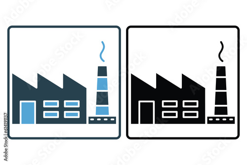 Factory production icon. icon related to building, heavy and power Industry. Solid icon style. Simple vector design editable