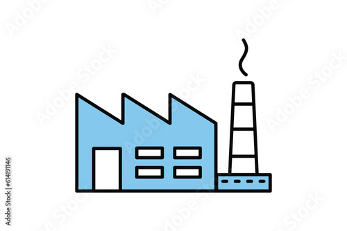Factory production icon. icon related to building, heavy and power Industry. Flat line icon style. Simple vector design editable