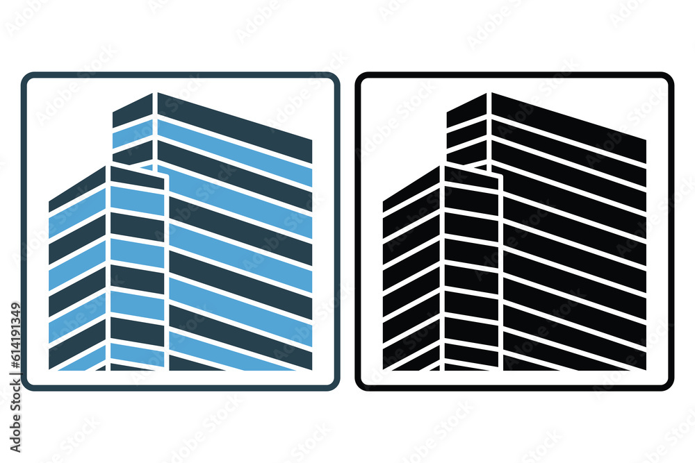 Icon of high-rise office building. icon related to building, construction, workplace. Solid icon style. Simple vector design editable Icon of high-rise office building. icon related to building, construction, workplace. Solid icon style. Simple vector design editable