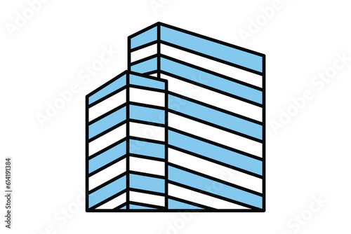 Icon of high-rise office building. icon related to building, construction, workplace. Flat line icon style. Simple vector design editable