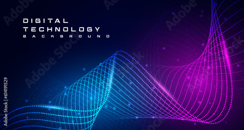 Digital technology dna biotechnology blue purple background, cyber information, abstract connect communication, innovation futuristic tech, speed internet network connection, Ai big data illustration