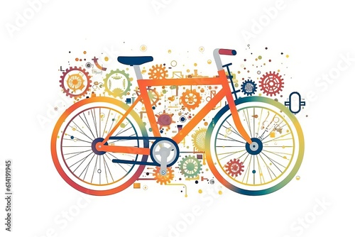 Cycle illustration. Transportation illustration. Generative AI  © CREATIVE STOCK