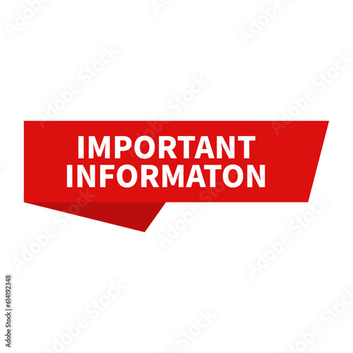 Important Information In Red Color Ribbon Rectangle Shape For Announcement
