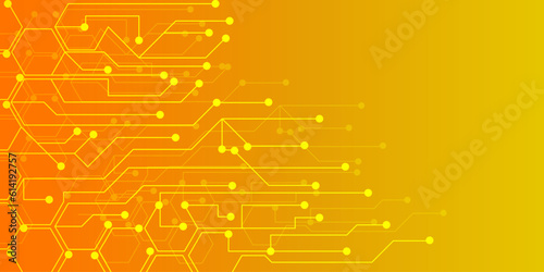 technology background vector abstract futuristic circuit board hexagonal technology illustration high end computer dark yellow gradient background Hi-tech digital concept
