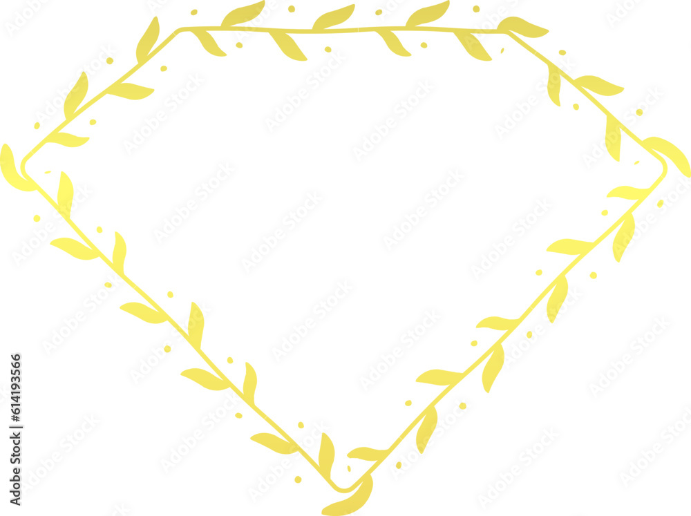 Obraz premium Diamond Frame gold wreath golden frame flowers leaf laurel floral leaves border botanical branches photo frame decoration wedding anniversary birthday new year Christmas valentine winner award 
