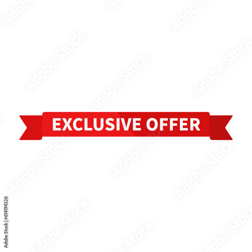 Exclusive Offer In Red Color Rectangle Ribbon Shape For Advertising Sale  © At My Hat