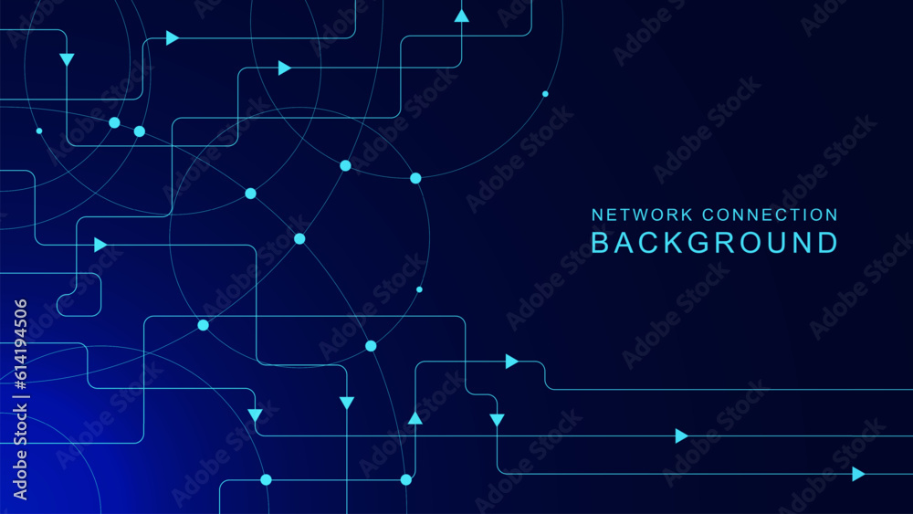 Abstract geometric with connected lines and dots. Global network connection, social networking, big data visualization and digital communication technology concept background.