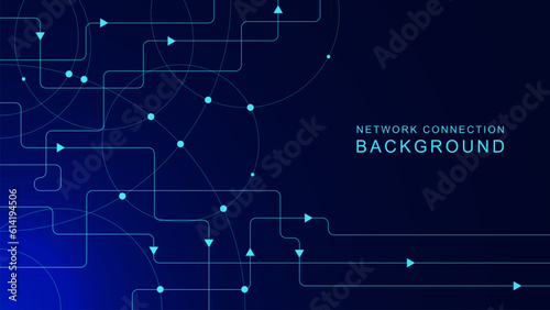 Abstract geometric with connected lines and dots. Global network connection, social networking, big data visualization and digital communication technology concept background.