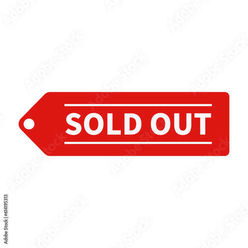 Sold Out In Red Color Hanging Tag Rectangle Shape For Business Sale
