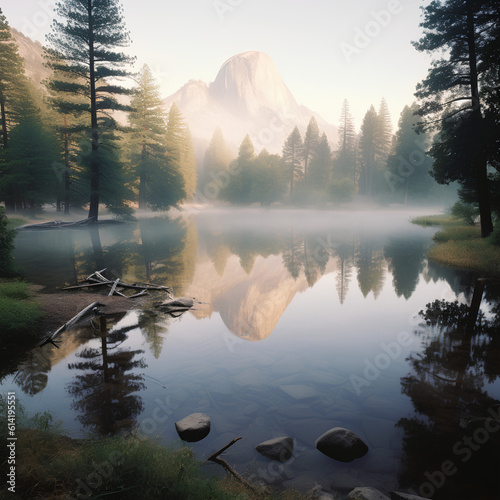 Misty Morning in Yosemite National Park,California USA 