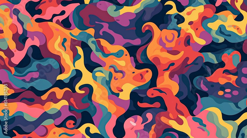 Psychedelic Camouflage Pattern Effect. Raster Art for Creative Projects. Generative AI