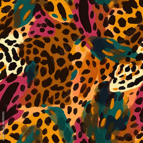 Wild animal skins textured wallpaper. Creative abstract leopard seamless surface pattern. For fabric design  card.