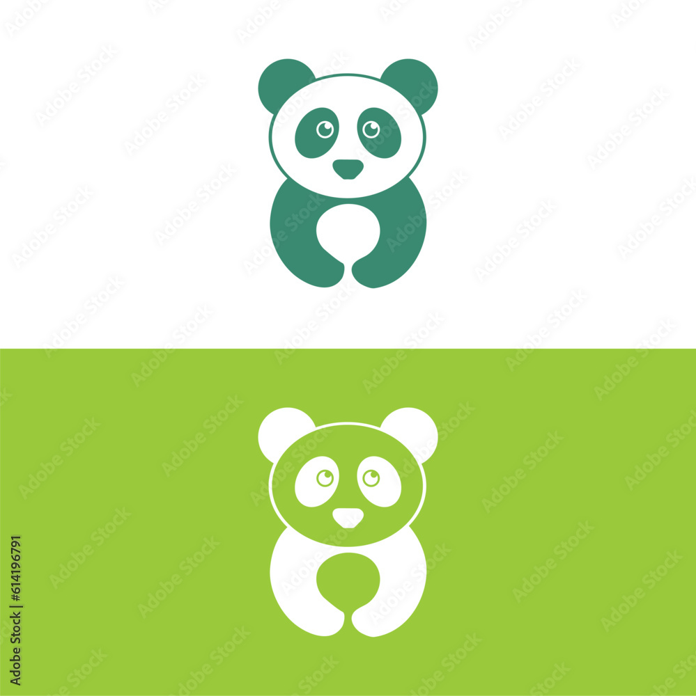 Naklejka premium panda leaf logo design,panda logo template,Cute panda face,Love panda logo. cute Panda Logo design vector template. animal, asia, bamboo, heart, character, china, bear, black, pet, safari.