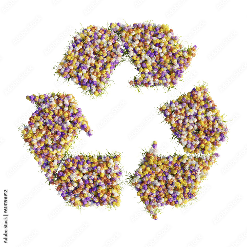 Recycle sign colorful flowers shape, Concept eco friendly and lifestyle ...