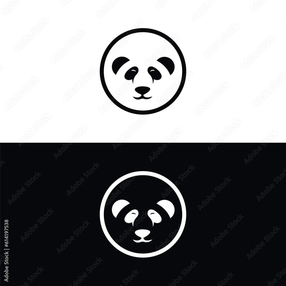 panda leaf logo design,panda logo template,Cute panda face,Love panda logo. cute Panda Logo design vector template. animal, asia, bamboo, heart, character, china, bear, black, pet, safari.