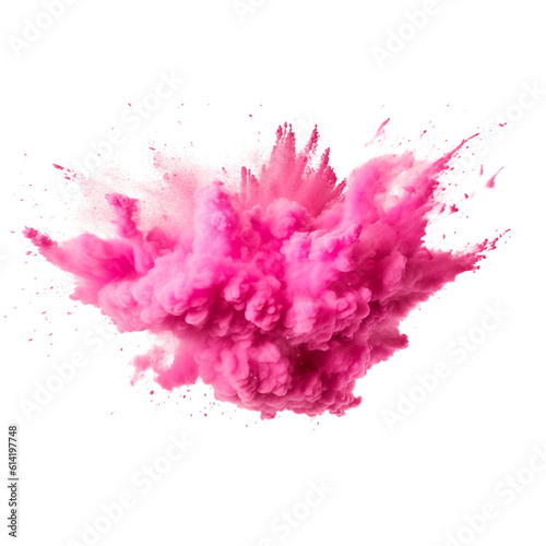 pink holi paint splash, color powder explosion. png. Generative AI