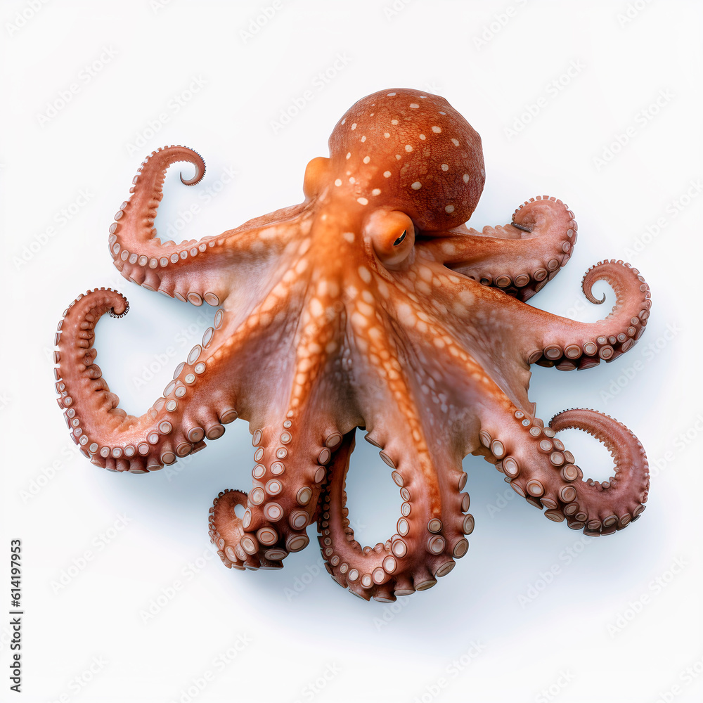 Raw octopus isolated on white background. AI Generative. Raw octopus isolated on white background. AI Generative.