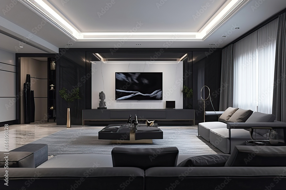 Fototapeta premium living room minimalist high class modern,modern living room,living room interior