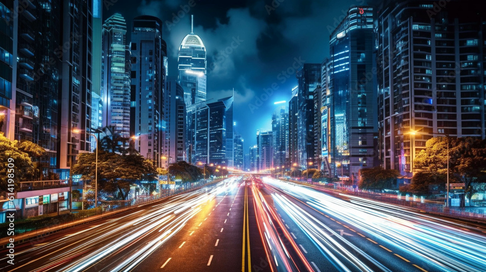 Abstract Motion Blur City Lights. Fast-paced Urban Traffic. Generative AI Abstract Motion Blur City Lights. Fast-paced Urban Traffic. Generative AI