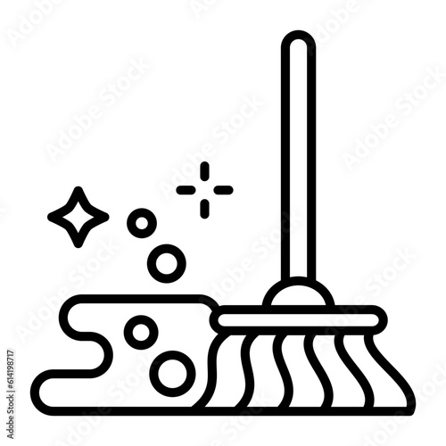 Mop the hallway concept, Cleaning Dirty Floor vector icon design, Housekeeping symbol, Home cleaning sign, Professional cleaners equipment stock illustration