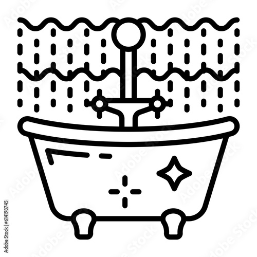Hot tub and Jacuzzi cleaning and disinfection concept, Clean a Jetted Tub and bathroom vector icon design, Housekeeping symbol, Home cleaning sign, Professional cleaners equipment stock illustration