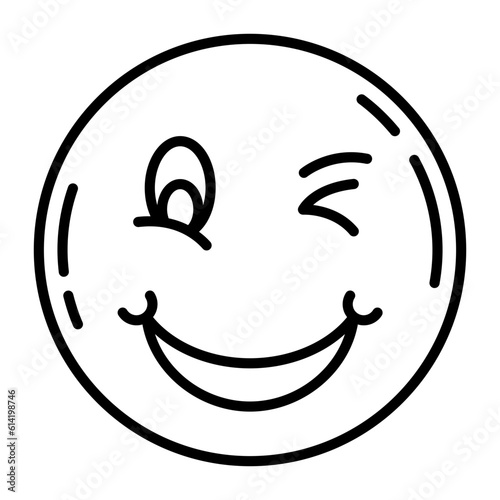 winking smiley face concept, Winky Head outline vector icon design, Housekeeping symbol, Home cleaning sign, Professional cleaners equipment stock illustration