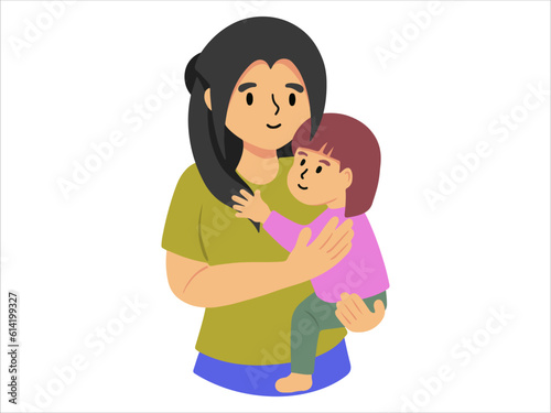 Hand drawn Mother holding baby illustration