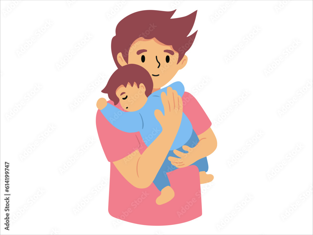Dad holding baby or avatar icon illustration Dad holding baby or avatar icon illustration