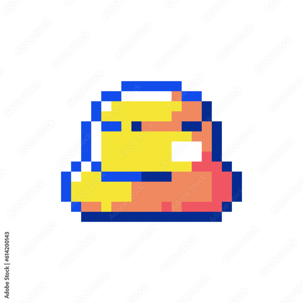 Pixel Art Summer Hat icon. 90s 8bit style illustration of Yellow Cute Hat. Cute pixel art y2k sticker or game element.	