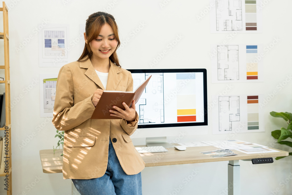 Architect could develop a concept for the design house in modern office Architect could develop a concept for the design house in modern office