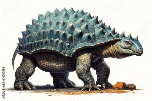 Ankylosaurus dinsoaur illustration  white background. Generative AI