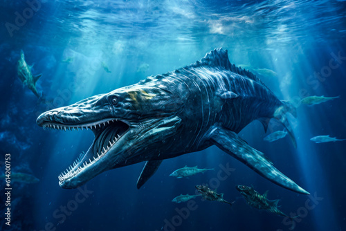фотография Mosasaurus extinct reptile illustration, underwater