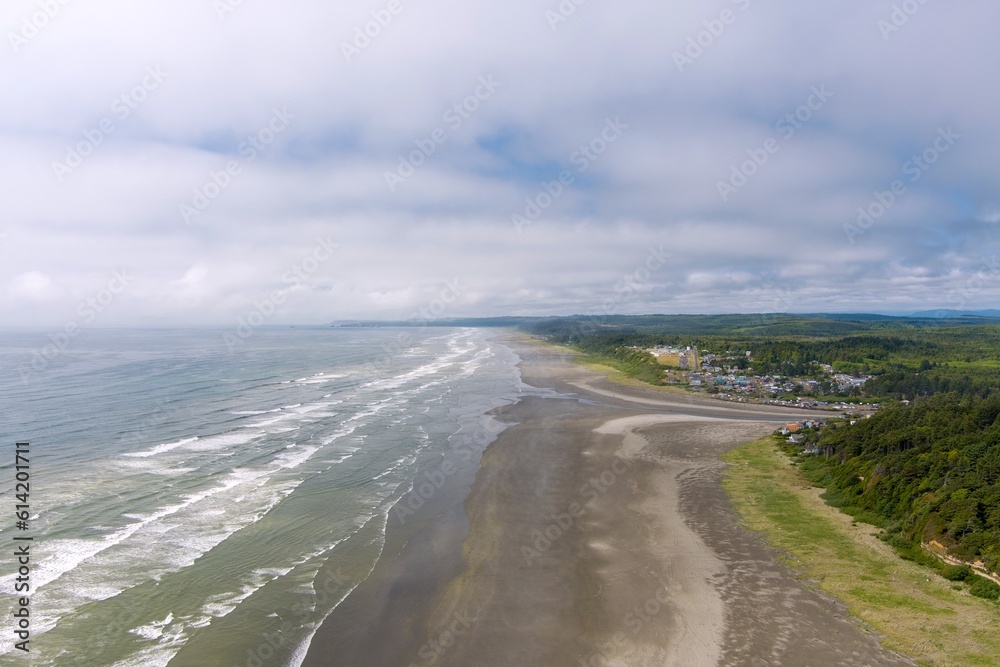 Aerial view of Pacific Beach at Seabrook, Washington in June 