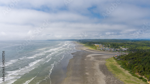 Aerial view of Pacific Beach at Seabrook, Washington in June 