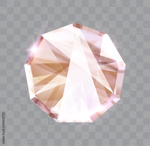 Glossy diamond isolated. Shiny Gem brilliant vector illustration