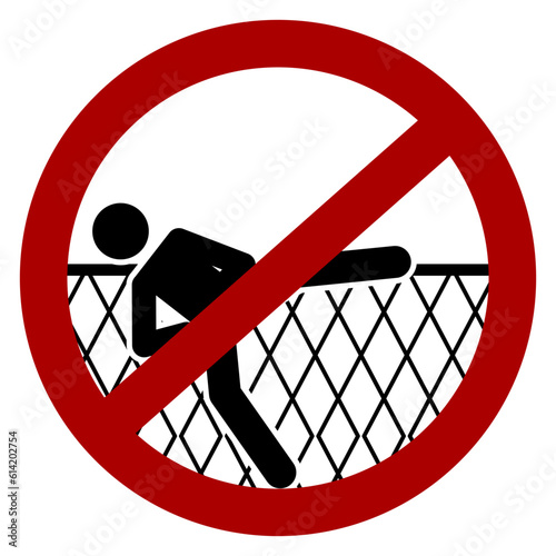 "Do not climb fence" icon