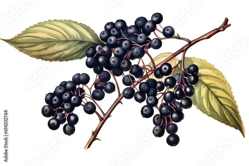Elderberry Illustration. Fruit illustration. Generative AI 