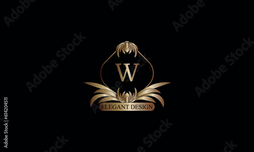 Letter W emblem calligraphic monogram template. Luxury elegant logo design. Vector illustration for projects for cafes, hotels, heraldry, restaurants, boutiques