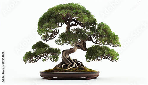 Small tree bonsai isolated on white background Ai generated image