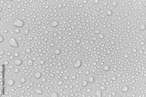 Water droplets on a gray background.