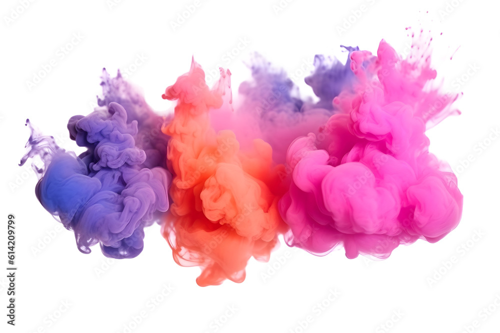 Fototapeta premium Pink, orange, and purple smoke bombs, colorful, isolated, created with Generative AI technology